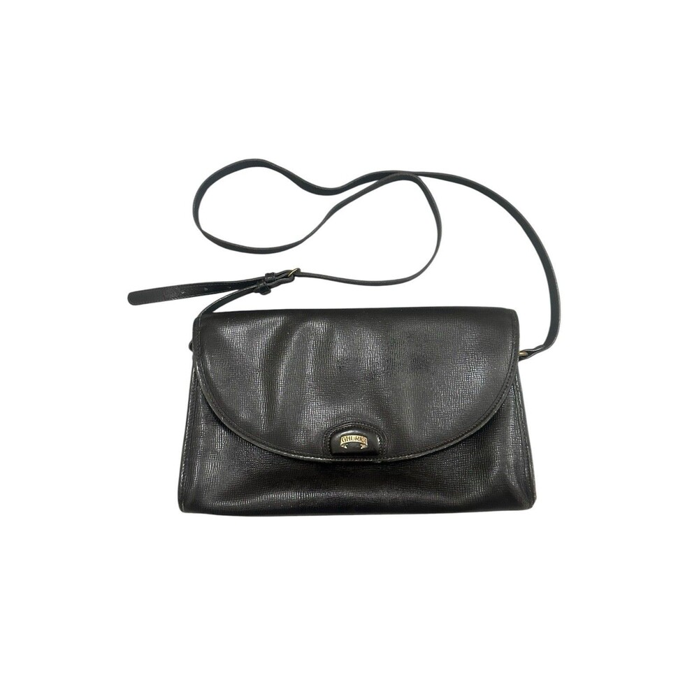 Vintage Ghurka Crossbody Bag Leather Black